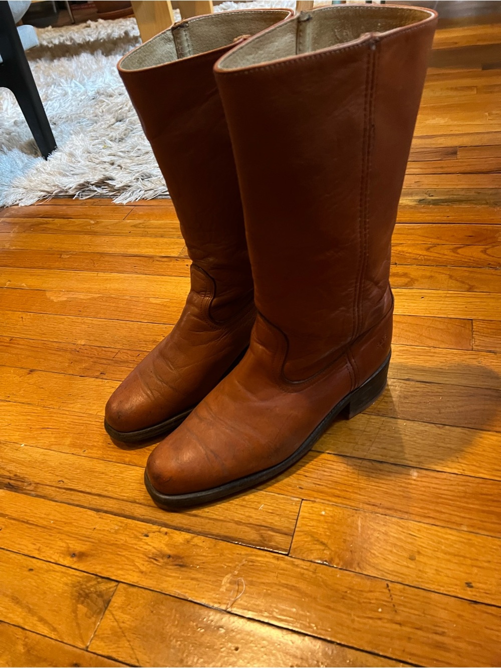 Vintage Frye Campus Boots Men’s 10.5 Cognac Brown Made in USA - Picture 2 of 5